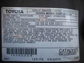 1999 TOYOTA COROLLA VE GOLD 1.8L AT Z15099